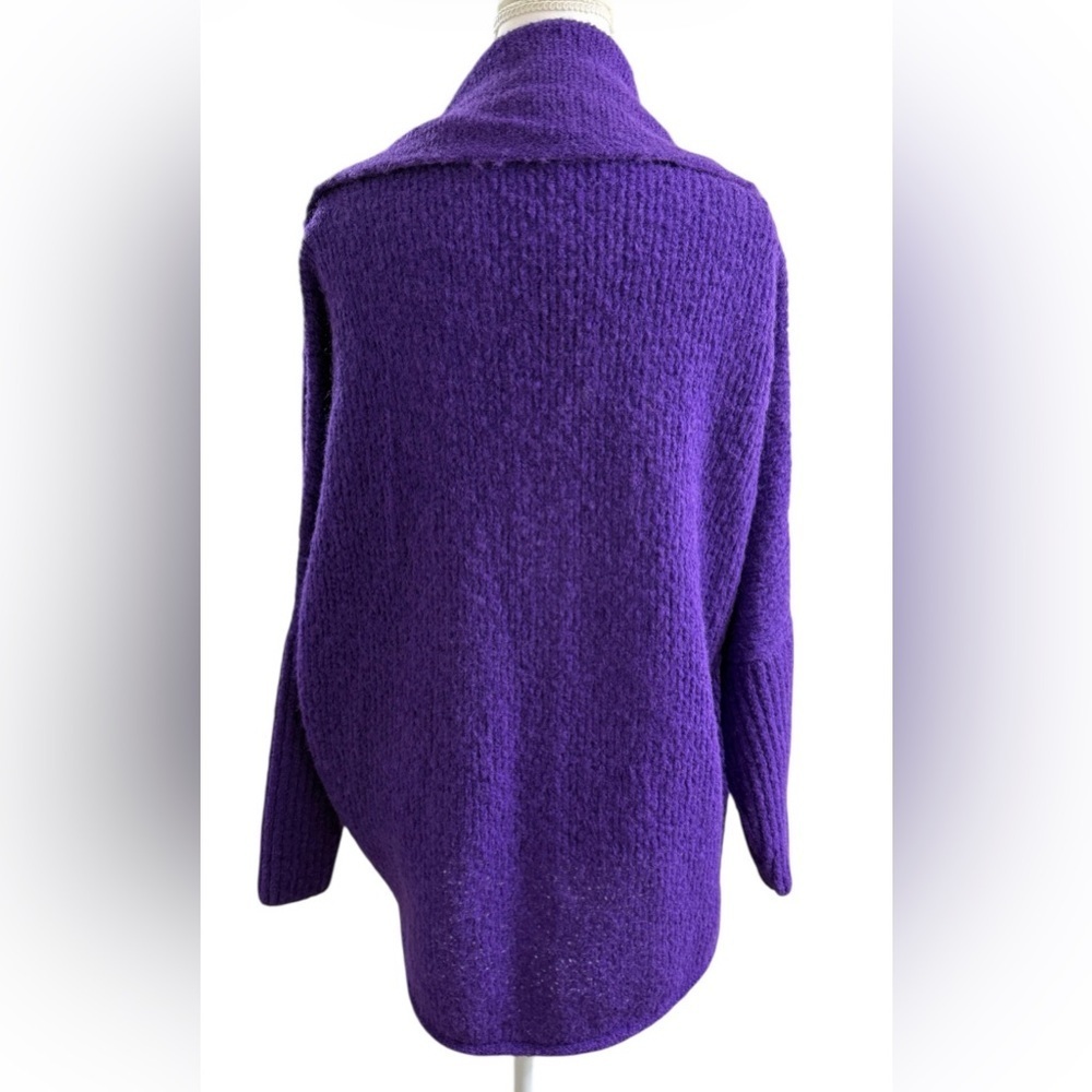NWT BABY ALPACA CARDIGAN PURPLE OPEN FRONT SHAWL COLLAR Made in Peru S/M LUXARY - Picture 11 of 15